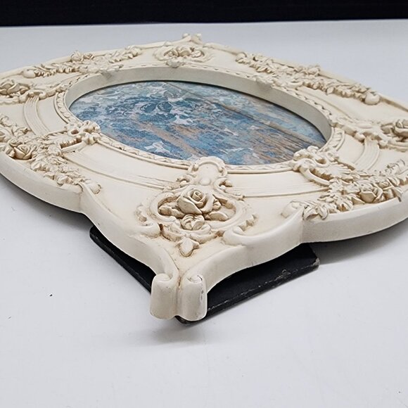 Ornate Vintage Inspired Ivory Resin Photo Frame With Floral Baroque Design - Picture 11 of 11